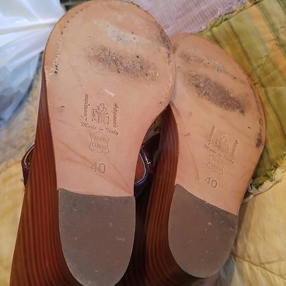 Tuccia Handmade Sandals w/Heels Purple Stones 40 - Picture 4 of 4